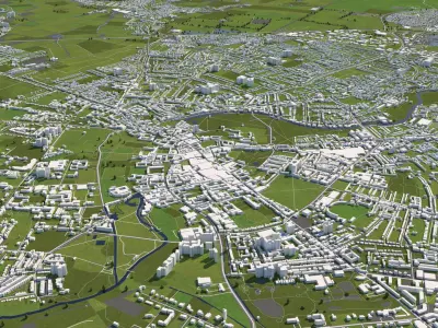 Cambridge UK 50x50km 3D City Map 3D model