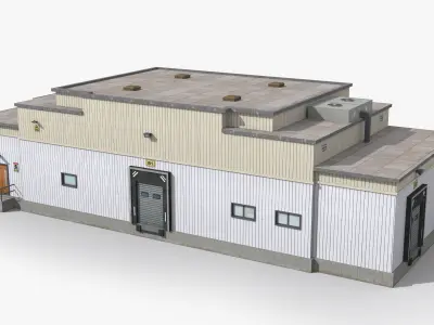Factory x10 Low-poly 3D model