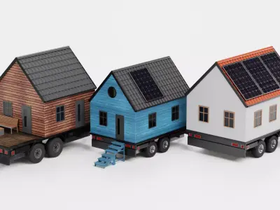 Tiny House Collection - 3 Cabins Low-poly 3D model