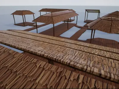 Lowpoly Stylized Wooden Huts-Shacks-Sheds Low-poly 3D model