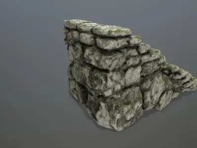 stairs stone wall Low-poly 3D model