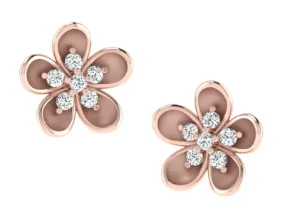 Light Weight Rose Gold Diamond Earring  -DDS TP 201 3D print model
