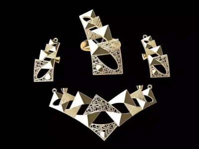  gold set ring earing pandent 3D print model