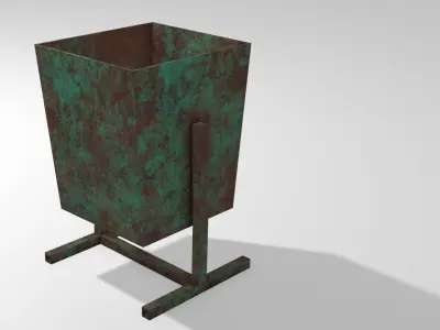 Rusty Trash Can Low-poly 3D model