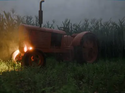 Old Tractor in a Cornfield 3d Scene 3D model