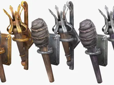 Torch Lighting Pack Low-poly 3D model