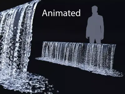 Animated Waterfall   350cm W - 80cm H  3D model