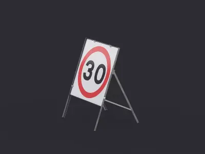 Speed Limit 30 Miles Square Road Sign Low-poly 3D model