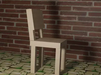 Simple Furniture with floor and wall Free 3D model