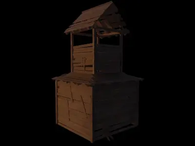 3d model of wooden temple in low poly Low-poly 3D model