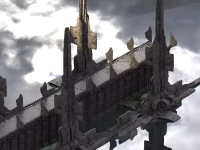 Wide High Fantasy Bridge 3D model