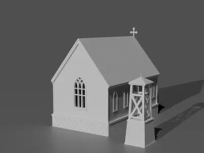 Historic Countryside Church Chapel Blender STL Game Ready 3D print model