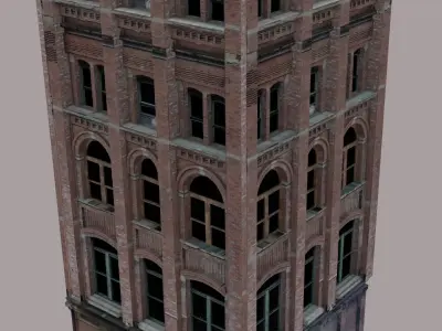 Brick Block Building  Free 3D model