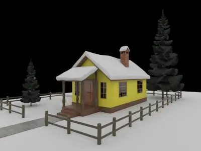 Cartoon house 3D model 16
