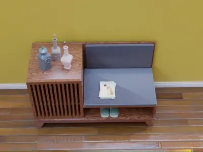 Shoe Cabinet Bench  Low-poly 3D model