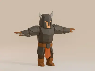 UNRIGGED VERSION LOW-POLY WARRIOR Low-poly 3D model