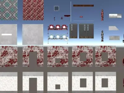 Modular interior horror design pack Low-poly 3D model