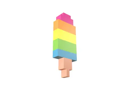 Voxel Ice Cream v1 001 Low-poly 3D model