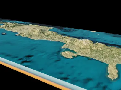Crete island full 3d model terrain Low-poly 3D model