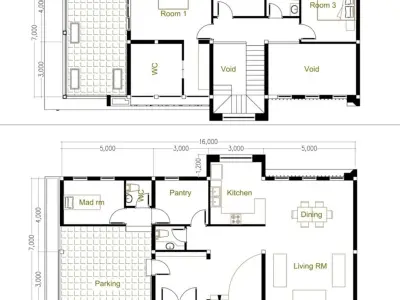 52x23 -16x7 Metre House Plan 1196 sqft 3D Model 3D model