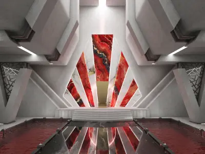 Sci-fi Interior Throne Room Red 3D model