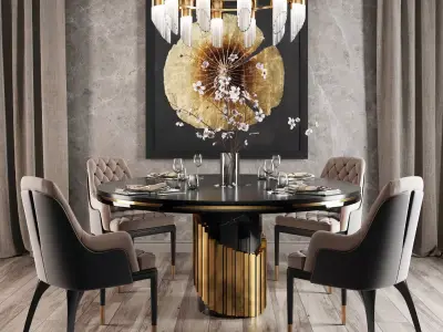 luxxu Charla Dining Chair Table 3D model