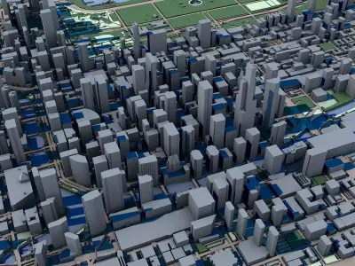 Chicago Cityscape Illinois Architecture Lake Michigan 3D model