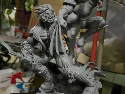 x2 Download Wolverine Vs lobo STL 3d printing collectibles 3D print model