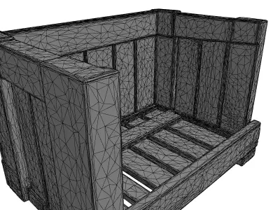 Rustic Wooden Storage Crate Low-poly 3D model