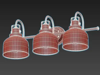 FRESNEL GLASS RESTORATION BATH LIGHT - 3 LIGHT 3D model