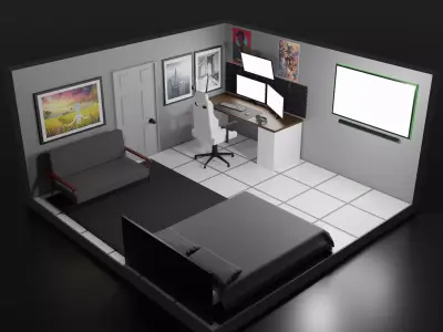 gamer room Low-poly 3D model