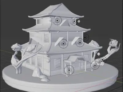3D model House Japanese Lopoly Style 3D model