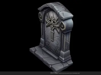 Stylized Fantasy Gravestone - AI Low-poly 3D model