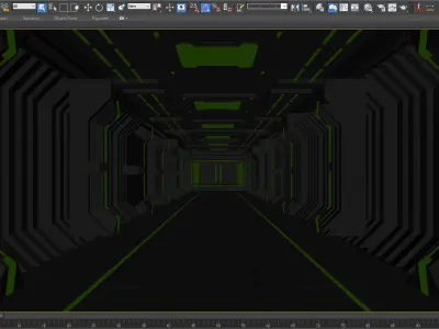 SCI FI INTERIOR SCENE SPACE SHIP CORRIDOR Low-poly 3D model