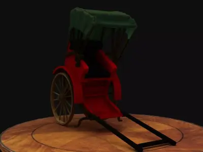 Chinese rickshaw   Low-poly 3D model