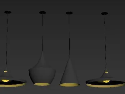 light set of gold pendant lights Free 3D model