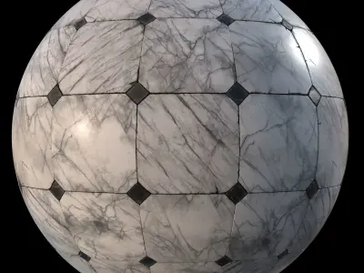 Aged marble tiles PBR Material Texture