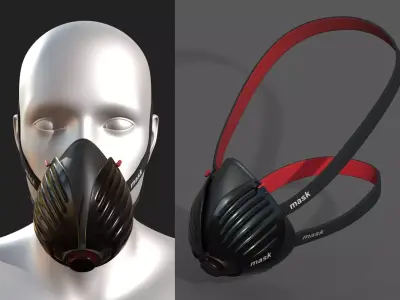 Gas mask protection futuristic technology armor develop  Low-poly 3D model