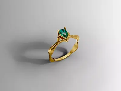 Modern Flow Solitaire Ring 3D print model