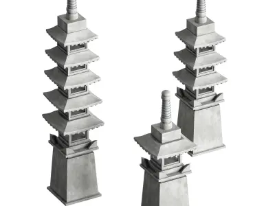 Stone Pagoda Japanese Garden Lantern Tower 3D model