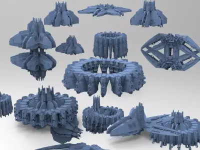 Sci-Fi dark Platforms 12 Monoliths  3D model