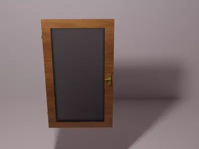 wooden glass door Low-poly 3D model