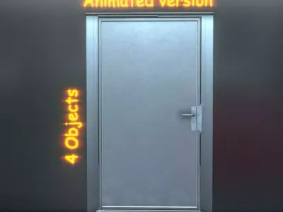 Animated Metal Door Version 2 Low-poly 3D model