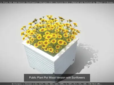 Public Plant Pot Wood-Version 3D Model Pack