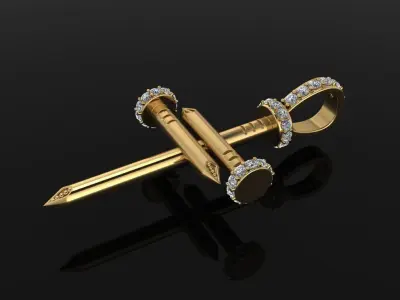 Large Size Diamond Nail Cross Pendant 3D print model