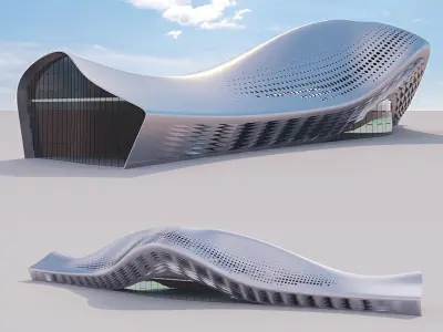 Futuristic building collection 4x 4 3D Model Pack