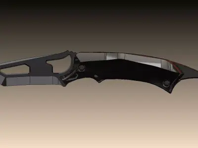 Knife with spring loaded window breaker 3D print model