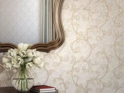 Champagne Baroque Floral Wallpaper  Texture