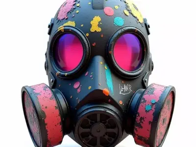 Graffiti Gas Mask 3D Model Urban Street Art Low-poly 3D model