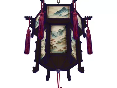 Traditional Chinese palace lantern Low-poly 3D model